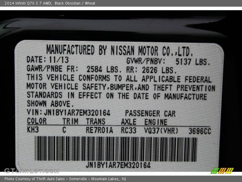 Black Obsidian / Wheat 2014 Infiniti Q70 3.7 AWD