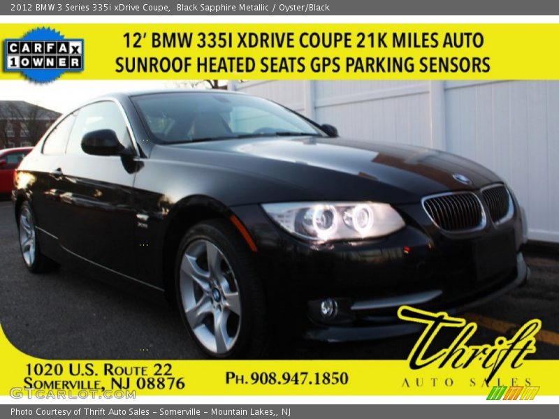 Black Sapphire Metallic / Oyster/Black 2012 BMW 3 Series 335i xDrive Coupe