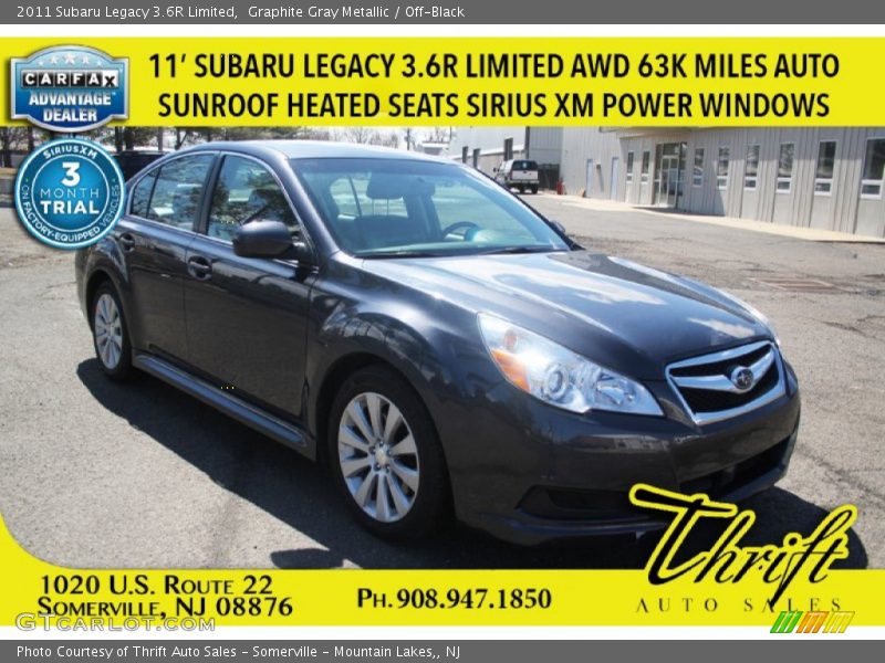 Graphite Gray Metallic / Off-Black 2011 Subaru Legacy 3.6R Limited