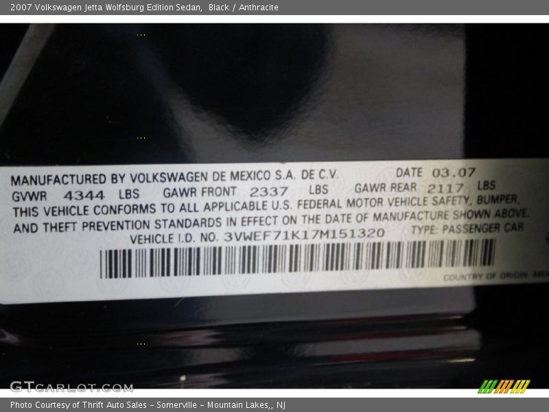 Black / Anthracite 2007 Volkswagen Jetta Wolfsburg Edition Sedan