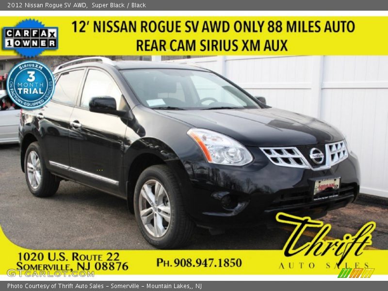 Super Black / Black 2012 Nissan Rogue SV AWD