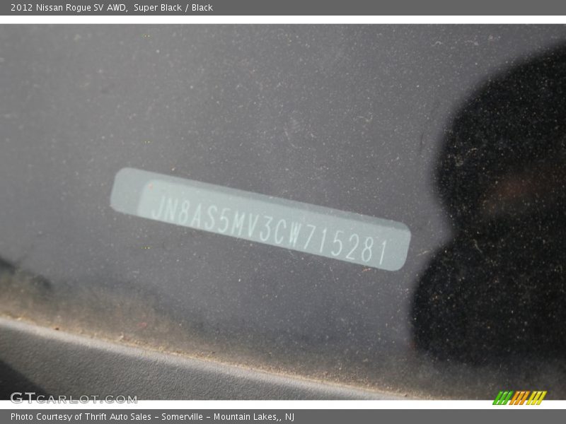 Super Black / Black 2012 Nissan Rogue SV AWD