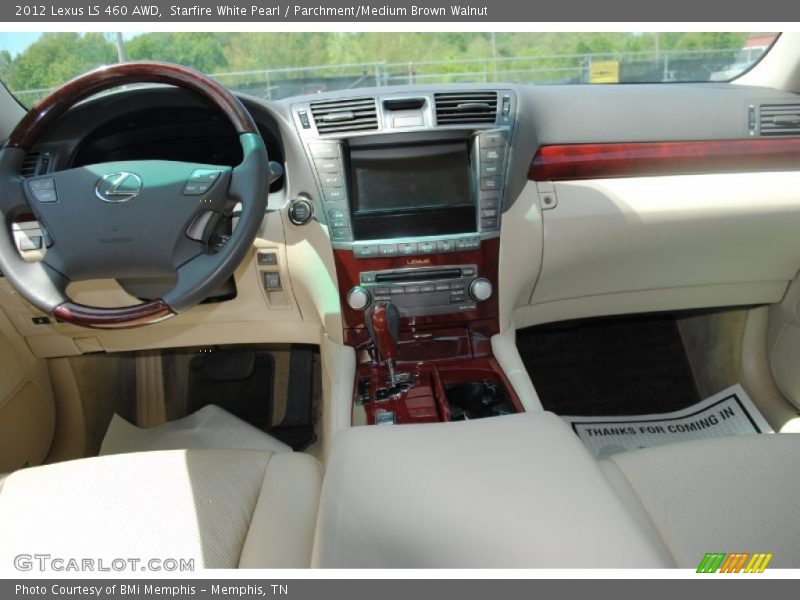 Starfire White Pearl / Parchment/Medium Brown Walnut 2012 Lexus LS 460 AWD