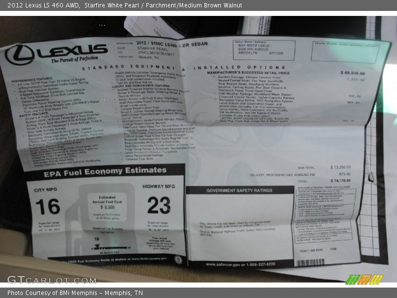 Starfire White Pearl / Parchment/Medium Brown Walnut 2012 Lexus LS 460 AWD