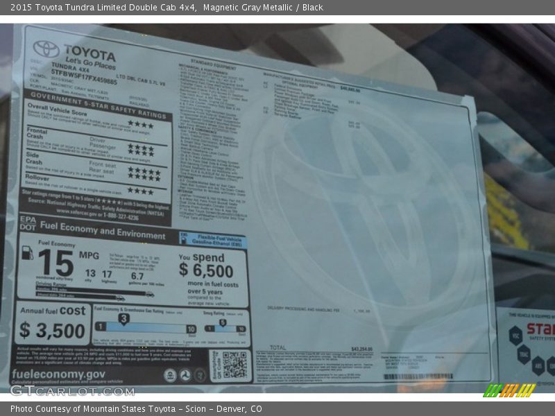 Magnetic Gray Metallic / Black 2015 Toyota Tundra Limited Double Cab 4x4