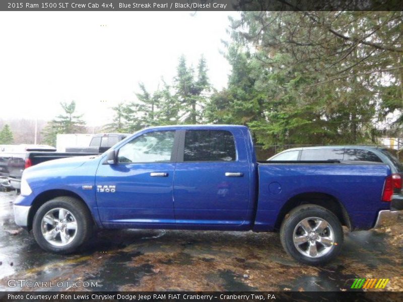 Blue Streak Pearl / Black/Diesel Gray 2015 Ram 1500 SLT Crew Cab 4x4