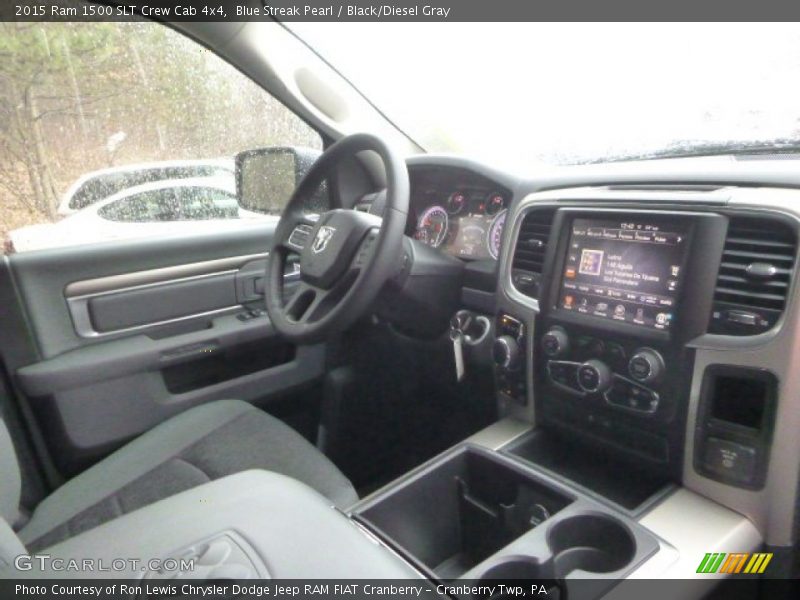Blue Streak Pearl / Black/Diesel Gray 2015 Ram 1500 SLT Crew Cab 4x4