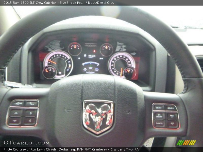 Blue Streak Pearl / Black/Diesel Gray 2015 Ram 1500 SLT Crew Cab 4x4