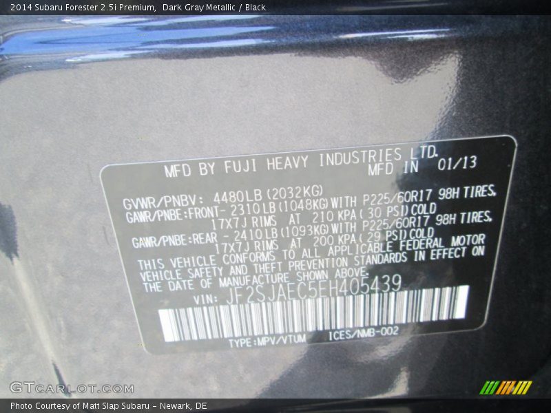 Dark Gray Metallic / Black 2014 Subaru Forester 2.5i Premium