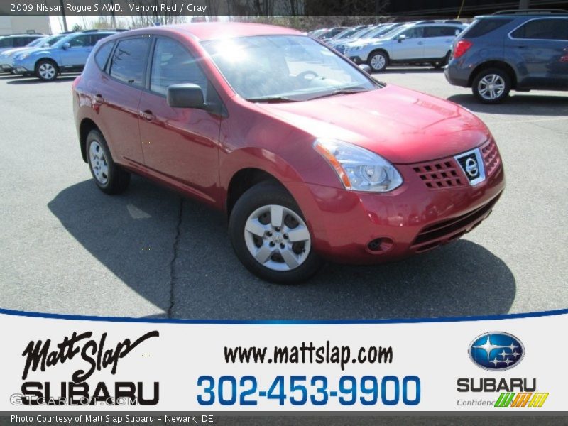 Venom Red / Gray 2009 Nissan Rogue S AWD
