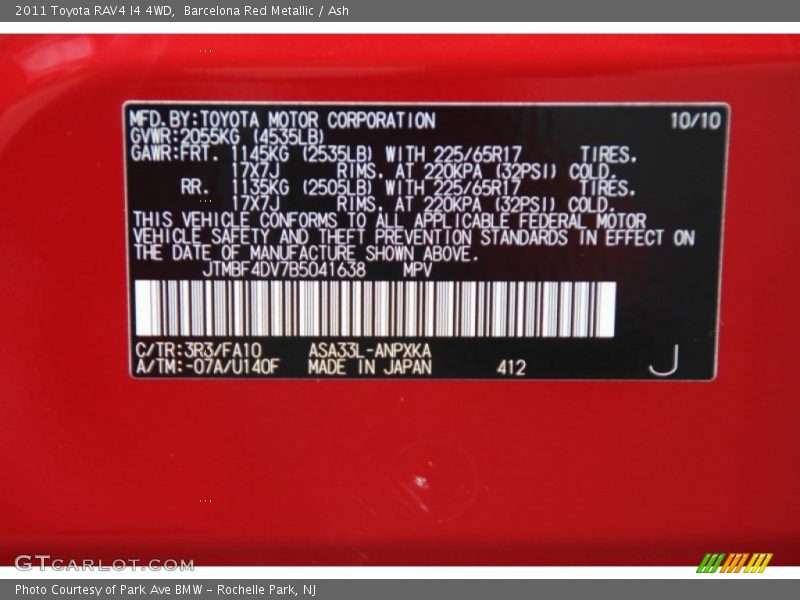 Barcelona Red Metallic / Ash 2011 Toyota RAV4 I4 4WD