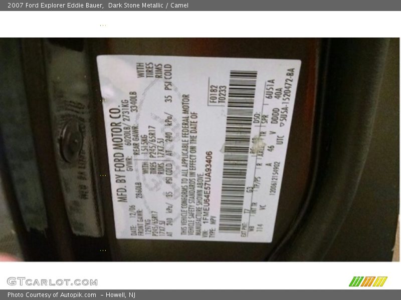 Dark Stone Metallic / Camel 2007 Ford Explorer Eddie Bauer