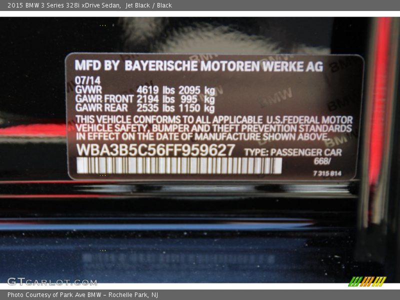 Jet Black / Black 2015 BMW 3 Series 328i xDrive Sedan