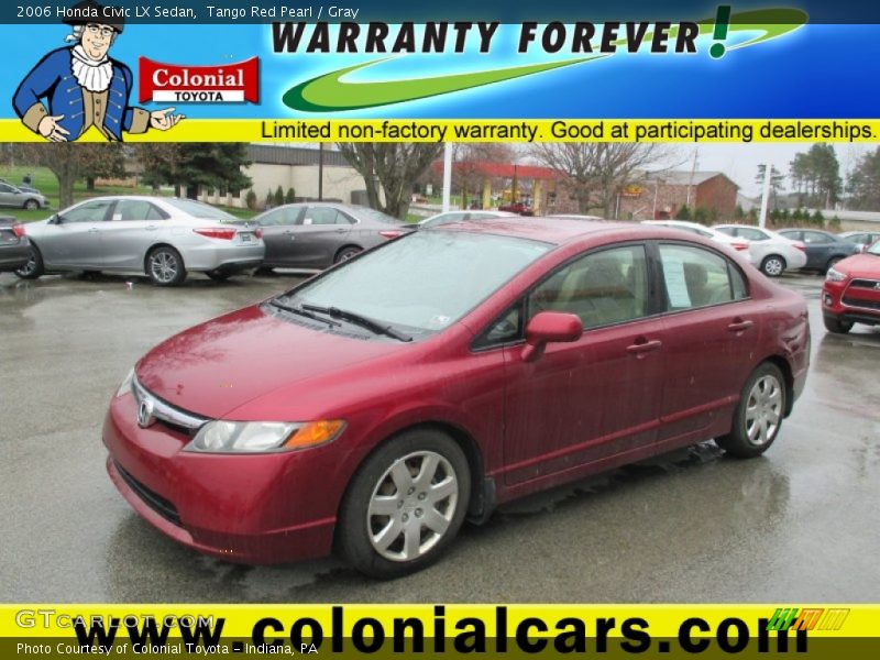 Tango Red Pearl / Gray 2006 Honda Civic LX Sedan