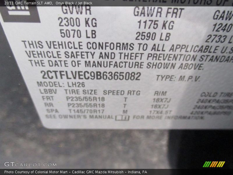 Onyx Black / Jet Black 2011 GMC Terrain SLT AWD