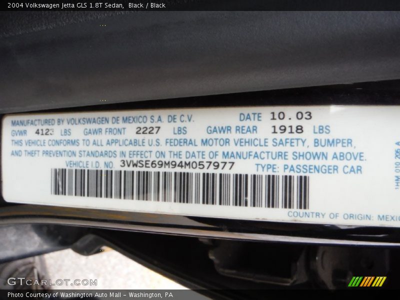 Black / Black 2004 Volkswagen Jetta GLS 1.8T Sedan