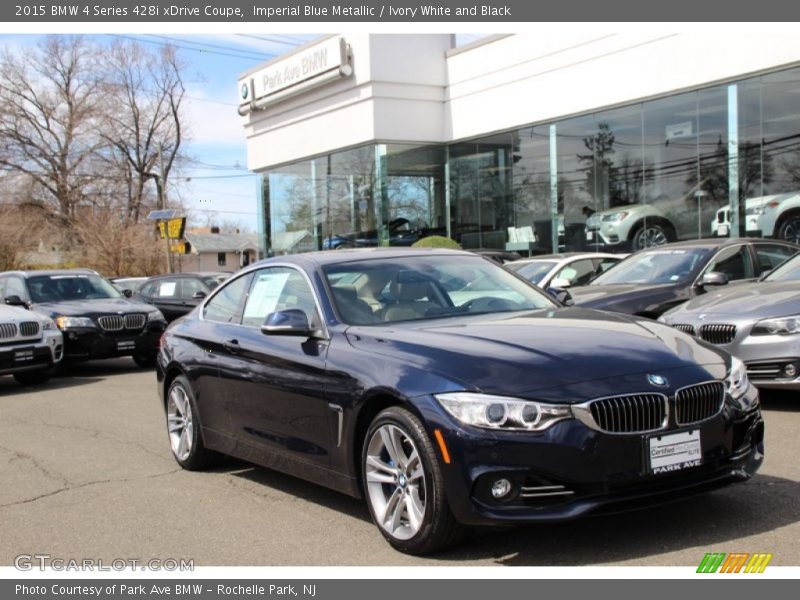 Imperial Blue Metallic / Ivory White and Black 2015 BMW 4 Series 428i xDrive Coupe
