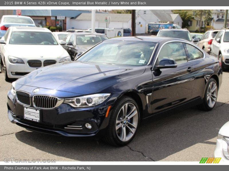 Imperial Blue Metallic / Ivory White and Black 2015 BMW 4 Series 428i xDrive Coupe