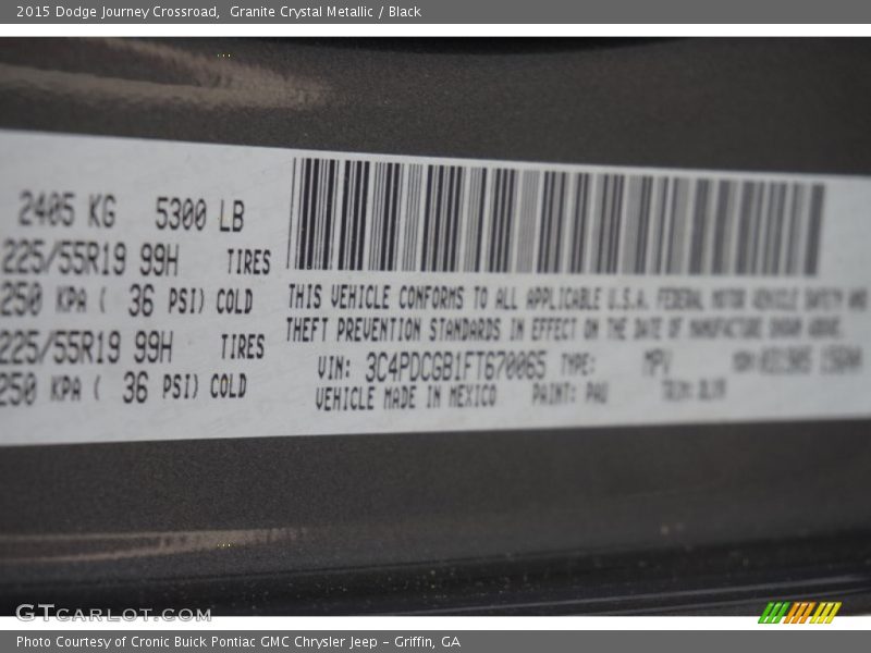 Granite Crystal Metallic / Black 2015 Dodge Journey Crossroad
