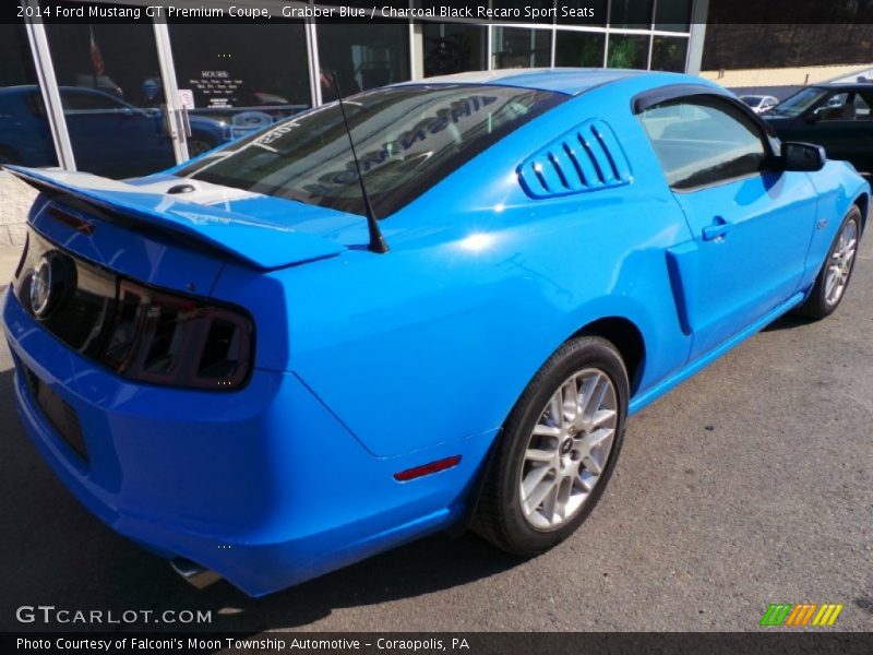 Grabber Blue / Charcoal Black Recaro Sport Seats 2014 Ford Mustang GT Premium Coupe
