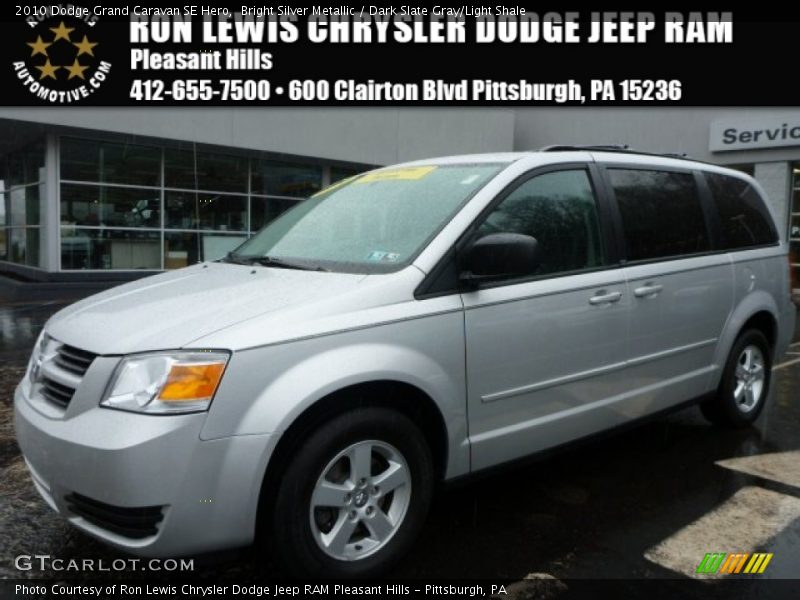 Bright Silver Metallic / Dark Slate Gray/Light Shale 2010 Dodge Grand Caravan SE Hero