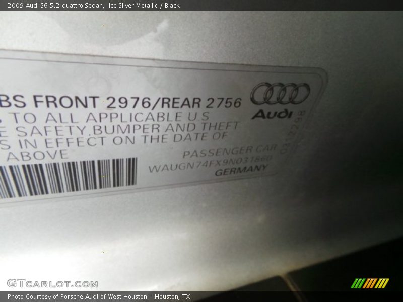 Ice Silver Metallic / Black 2009 Audi S6 5.2 quattro Sedan