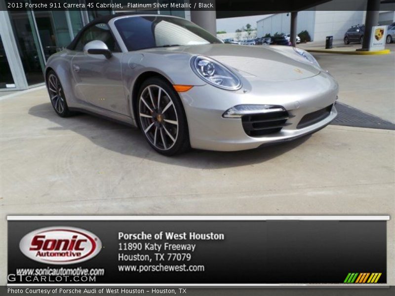 Platinum Silver Metallic / Black 2013 Porsche 911 Carrera 4S Cabriolet