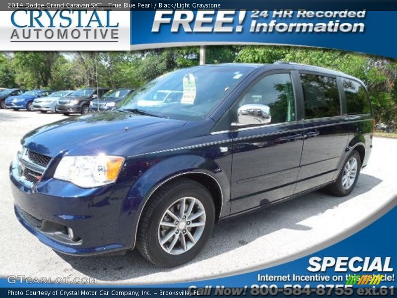 True Blue Pearl / Black/Light Graystone 2014 Dodge Grand Caravan SXT