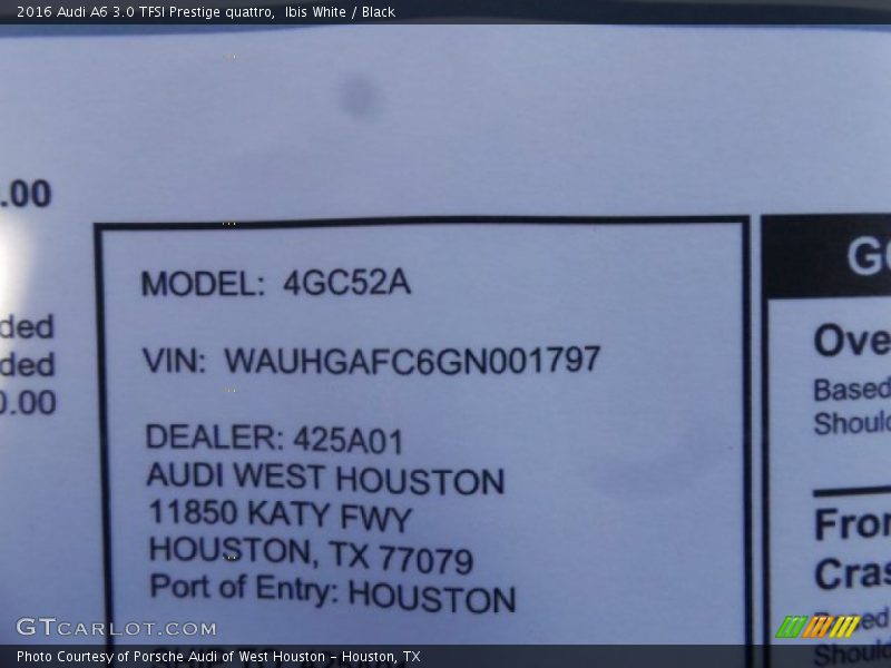 Ibis White / Black 2016 Audi A6 3.0 TFSI Prestige quattro