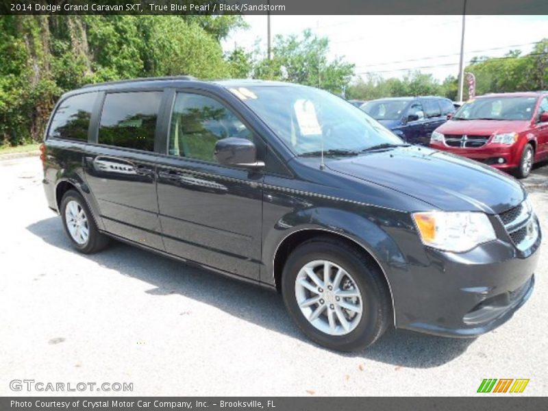 True Blue Pearl / Black/Sandstorm 2014 Dodge Grand Caravan SXT