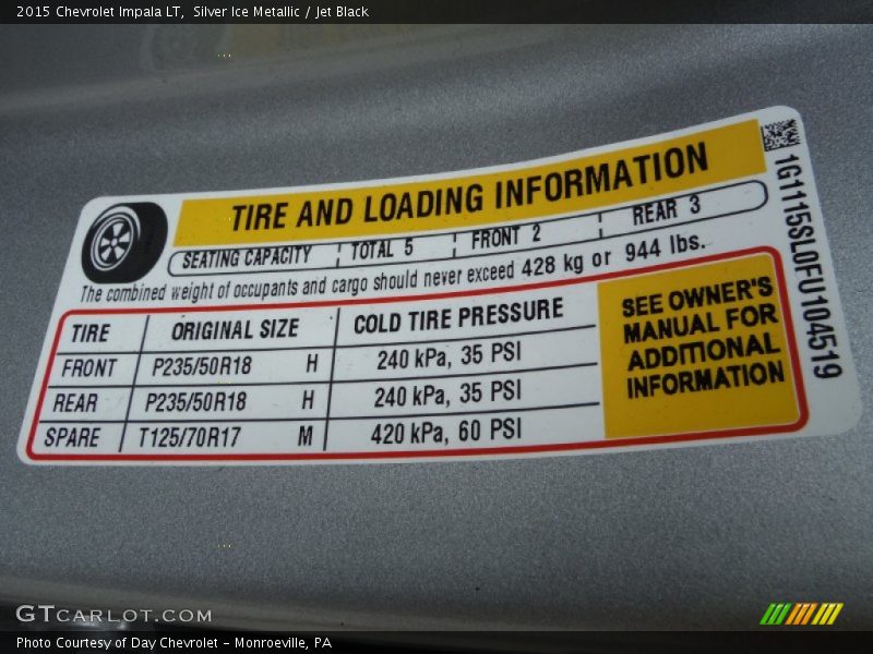 Silver Ice Metallic / Jet Black 2015 Chevrolet Impala LT