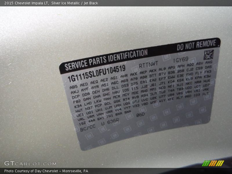 Silver Ice Metallic / Jet Black 2015 Chevrolet Impala LT