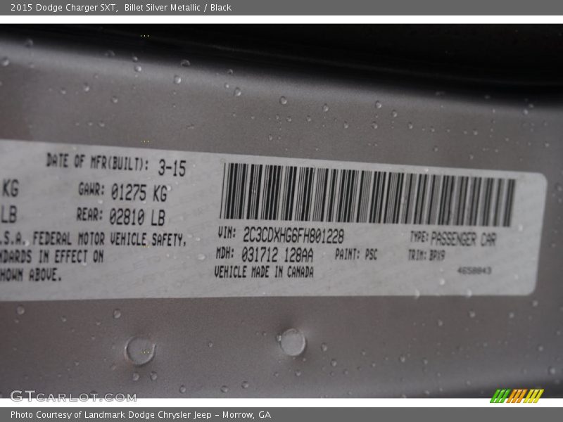 2015 Charger SXT Billet Silver Metallic Color Code PSC