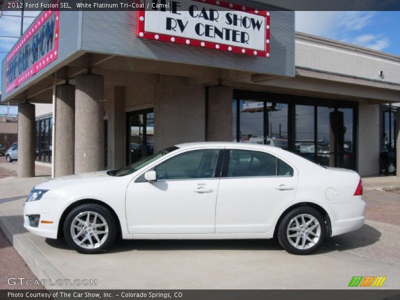White Platinum Tri-Coat / Camel 2012 Ford Fusion SEL