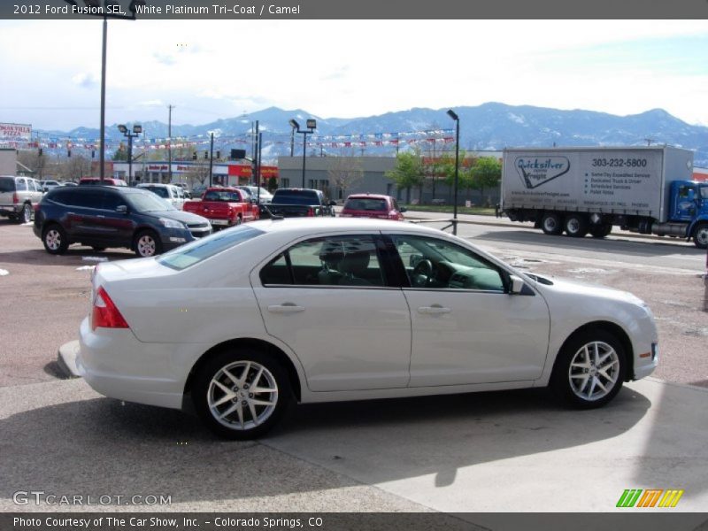 White Platinum Tri-Coat / Camel 2012 Ford Fusion SEL