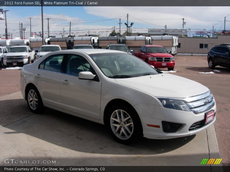 White Platinum Tri-Coat / Camel 2012 Ford Fusion SEL