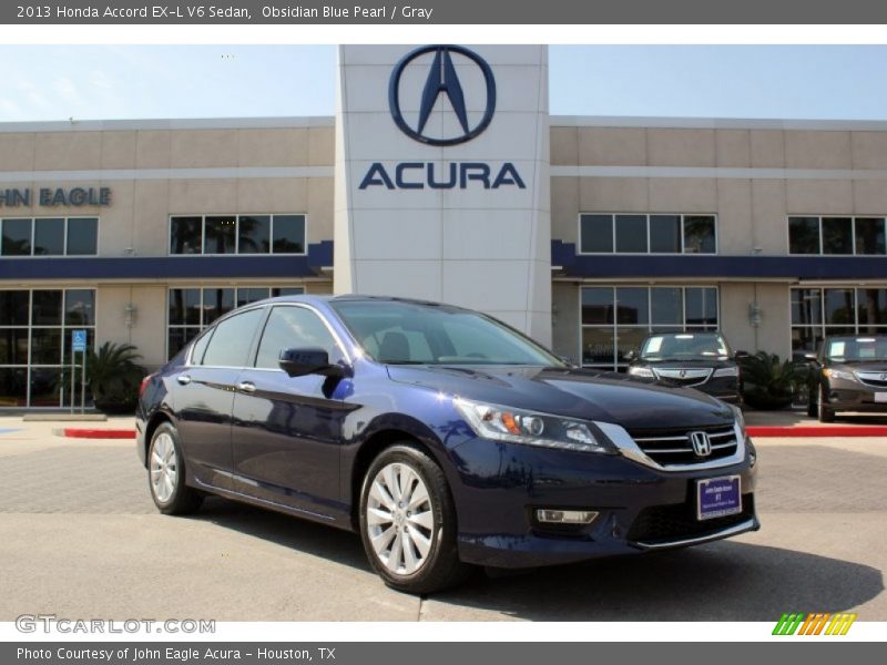 Obsidian Blue Pearl / Gray 2013 Honda Accord EX-L V6 Sedan