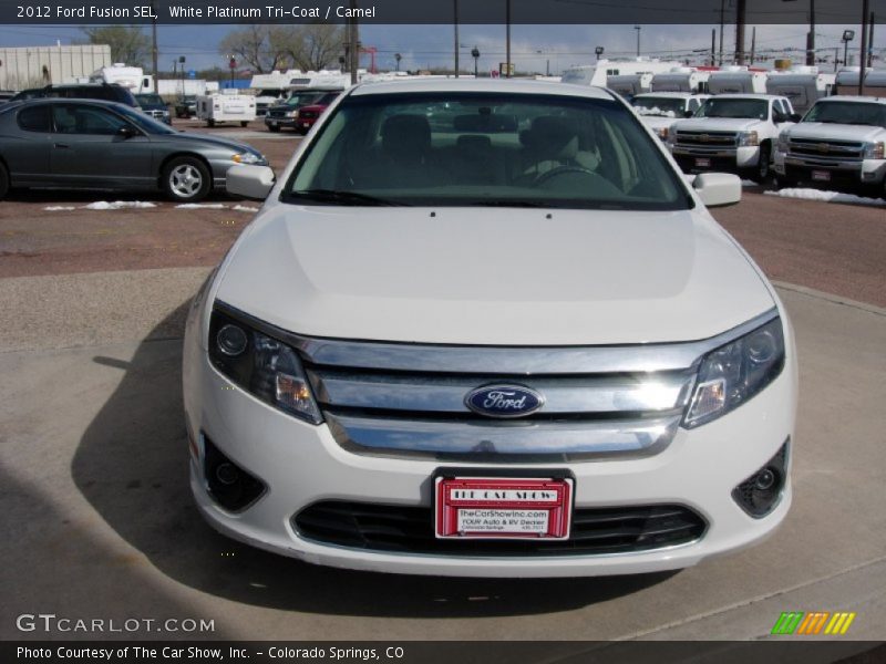 White Platinum Tri-Coat / Camel 2012 Ford Fusion SEL