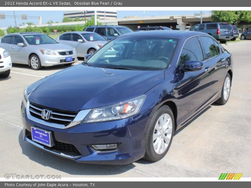 Obsidian Blue Pearl / Gray 2013 Honda Accord EX-L V6 Sedan