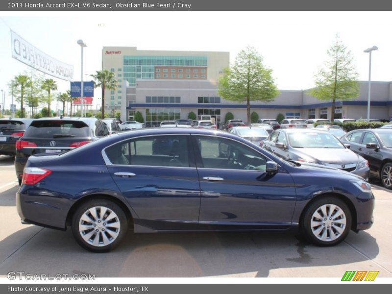 Obsidian Blue Pearl / Gray 2013 Honda Accord EX-L V6 Sedan