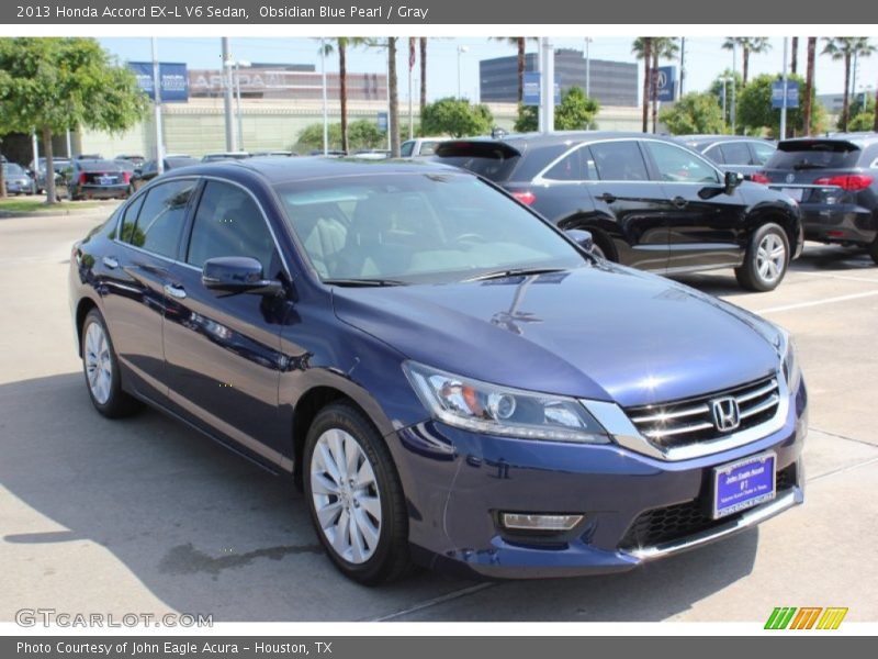 Obsidian Blue Pearl / Gray 2013 Honda Accord EX-L V6 Sedan