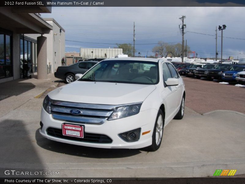 White Platinum Tri-Coat / Camel 2012 Ford Fusion SEL