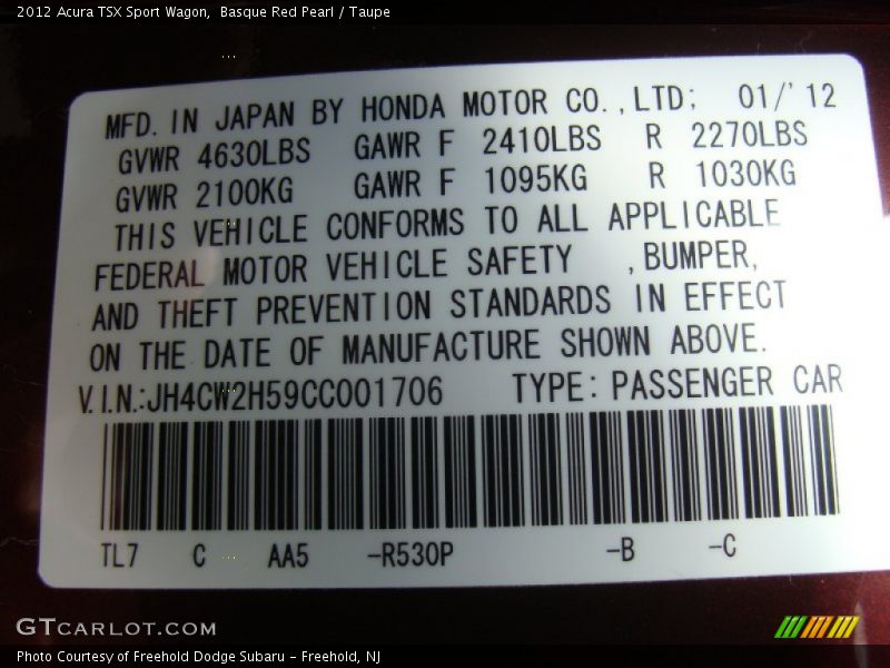 Basque Red Pearl / Taupe 2012 Acura TSX Sport Wagon