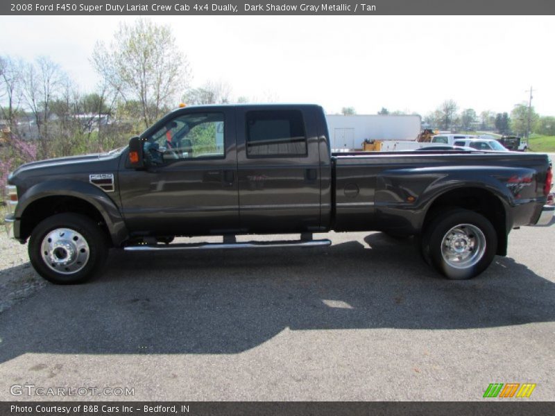 Dark Shadow Gray Metallic / Tan 2008 Ford F450 Super Duty Lariat Crew Cab 4x4 Dually