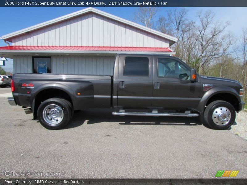 Dark Shadow Gray Metallic / Tan 2008 Ford F450 Super Duty Lariat Crew Cab 4x4 Dually