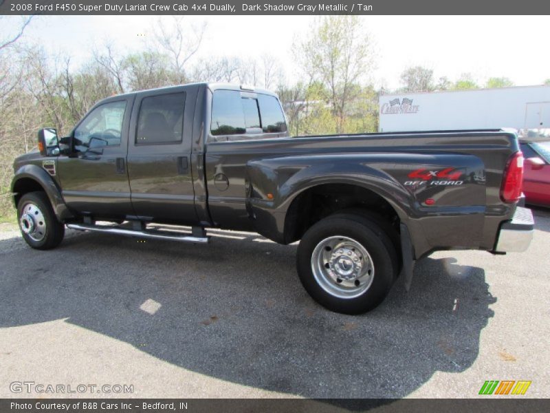 Dark Shadow Gray Metallic / Tan 2008 Ford F450 Super Duty Lariat Crew Cab 4x4 Dually