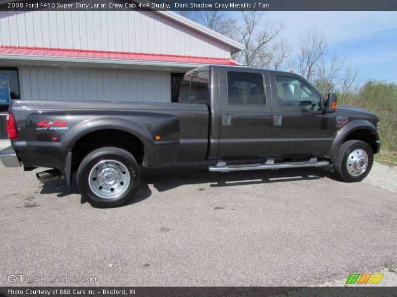 Dark Shadow Gray Metallic / Tan 2008 Ford F450 Super Duty Lariat Crew Cab 4x4 Dually