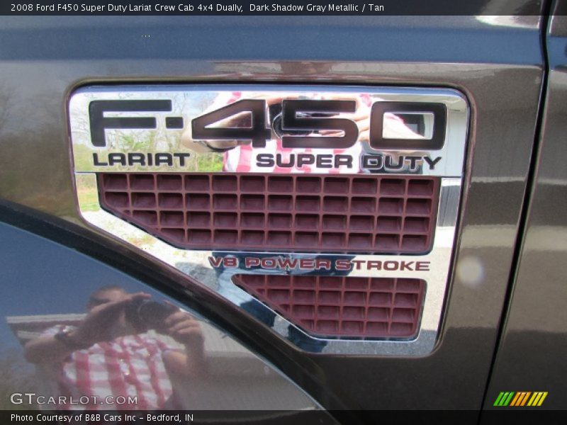 Dark Shadow Gray Metallic / Tan 2008 Ford F450 Super Duty Lariat Crew Cab 4x4 Dually