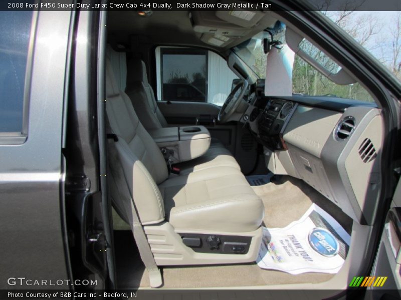 Dark Shadow Gray Metallic / Tan 2008 Ford F450 Super Duty Lariat Crew Cab 4x4 Dually