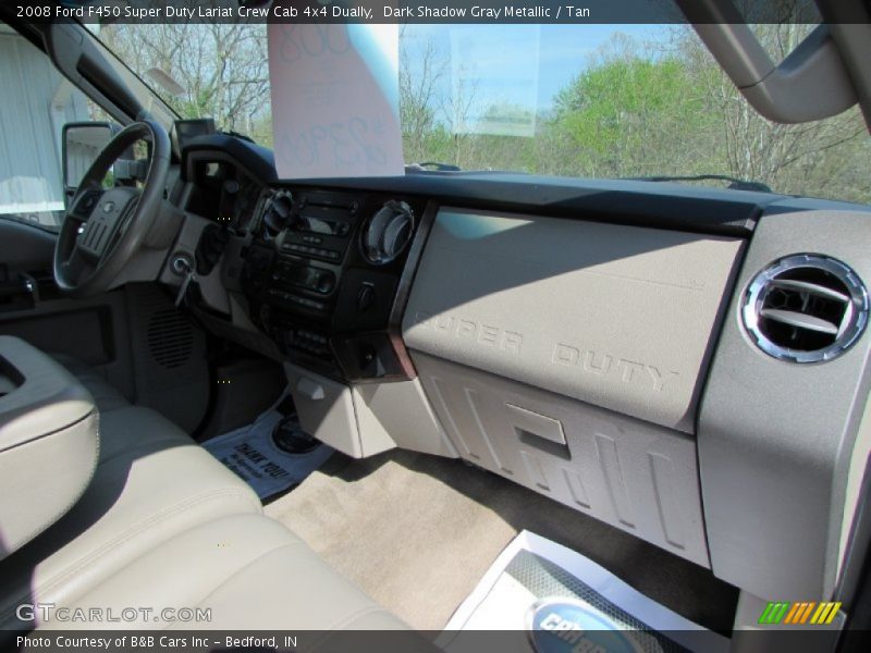 Dark Shadow Gray Metallic / Tan 2008 Ford F450 Super Duty Lariat Crew Cab 4x4 Dually